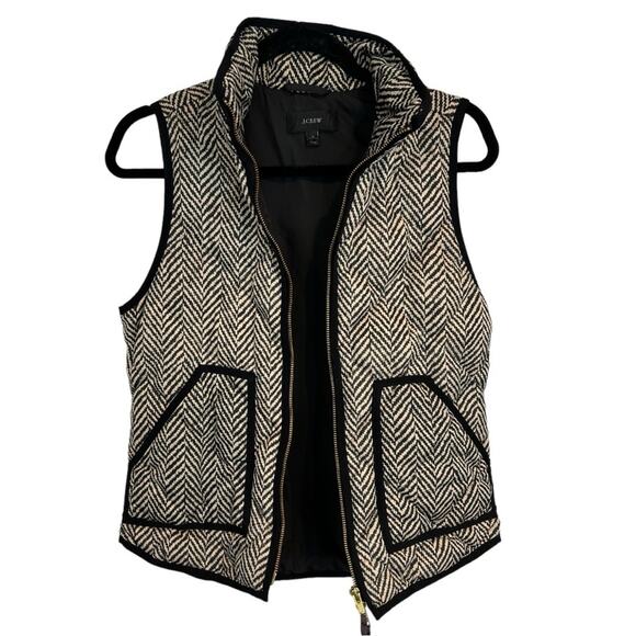 J Crew Herringbone Excursion Quilted Down Puffer Zip Vest XS - Picture 9 of 16